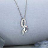 18ct White gold 3 Graduating Leaf Pave Set Diamond Pendant on 18ct 18inch Chain