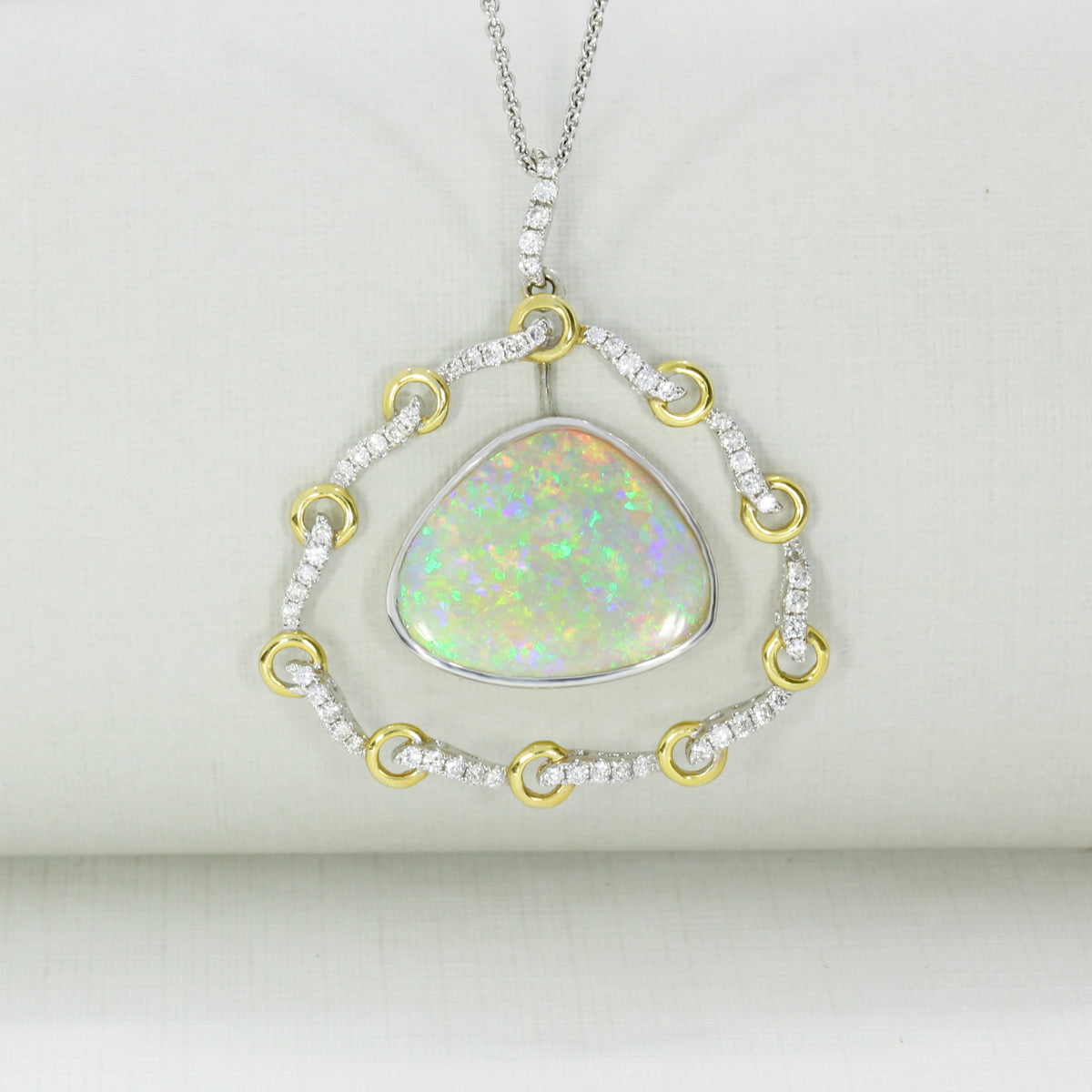 18ct Yellow & White Gold Fancy Opal & Diamond Pendant