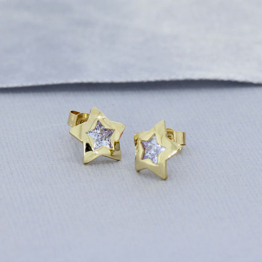 9ct Yellow Gold Cubic Zirconia Star Earring