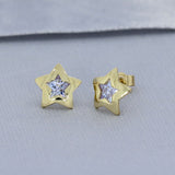 9ct Yellow Gold Cubic Zirconia Star Earring