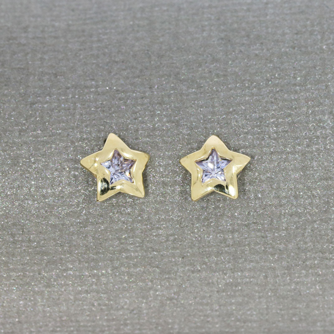 9ct Yellow Gold Cubic Zirconia Star Earring