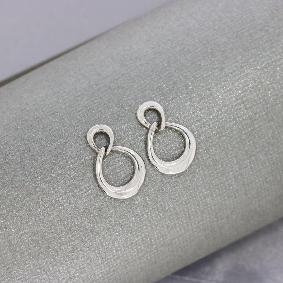 9ct White Gold Figure Of 8 Drop Earrings