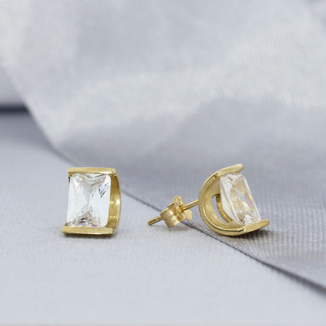 9ct Yellow Gold CZ Stud Earrings