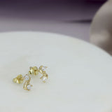 9ct Yellow Gold Two Stone Cubic Zirconia Studs