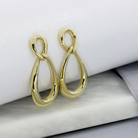 9ct Yellow Gold Large Double Teardrop Drop Earrings