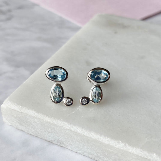 Silver Blue Topaz Earrings