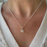 Silver Cubic Zirconia Pendant in a four Claw Setting
