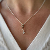 Silver double fancy swirl pendant with Cubic Zirconia