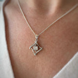 Silver Square Cubic Zirconia Pendant & Chain