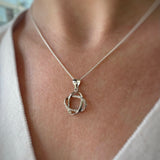 Silver & CZ Interlocking Oval Link Pendant
