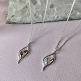 Silver Leaf Shaped Garnet Pendant