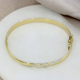 Pre Owned 9ct Gold Hinged Bangle with Pave Set Diamonds