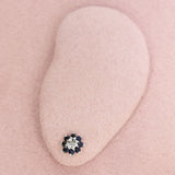 Pre Owned 9ct Yellow Gold Sapphire and Diamond Chip Flower Cluster Studs