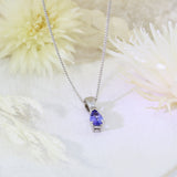 Pre Owned 18ct White Gold Tanzanite & Diamond Pendant & Chain