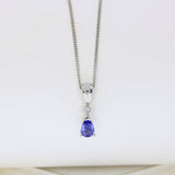 Pre Owned 18ct White Gold Tanzanite & Diamond Pendant & Chain