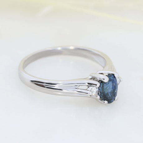 Pre Owned 14ct White Gold Sapphire & Diamond Ring