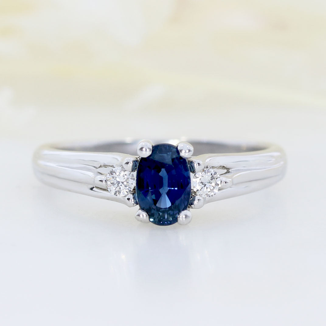 Pre Owned 14ct White Gold Sapphire & Diamond Ring