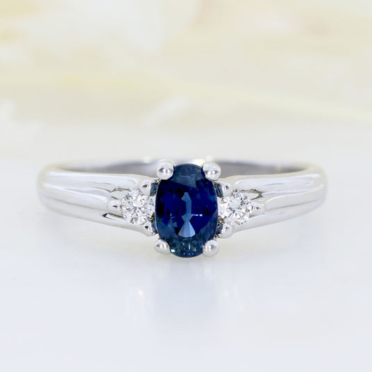 Pre Owned 14ct White Gold Sapphire & Diamond Ring