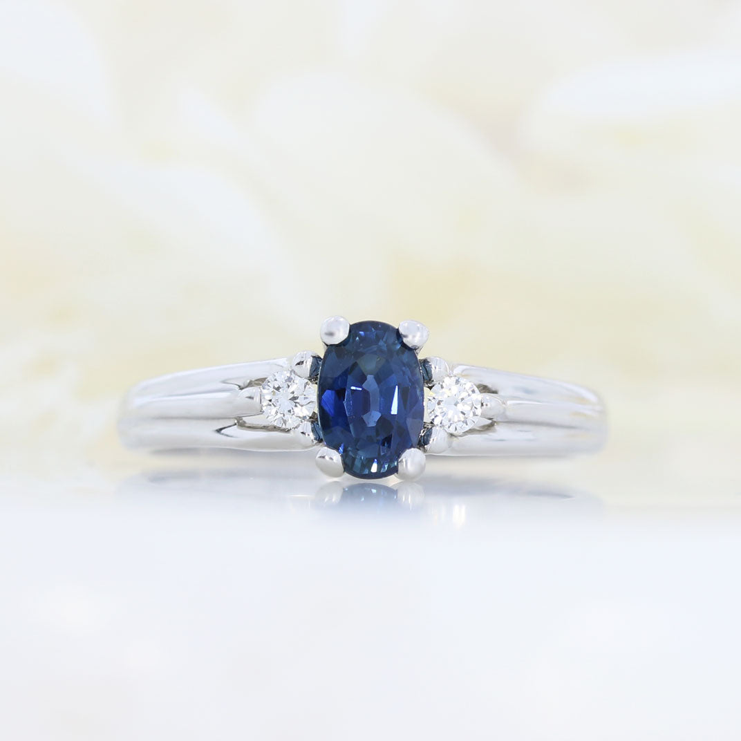 Pre Owned 14ct White Gold Sapphire & Diamond Ring