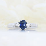 Pre Owned 14ct White Gold Sapphire & Diamond Ring