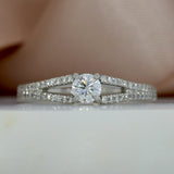 Pre Owned Platinum Diamond Solitaire with Spilt Pave Set Shoulders 0.75ct