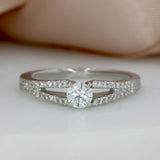 Pre Owned Platinum Diamond Solitaire with Spilt Pave Set Shoulders 0.75ct