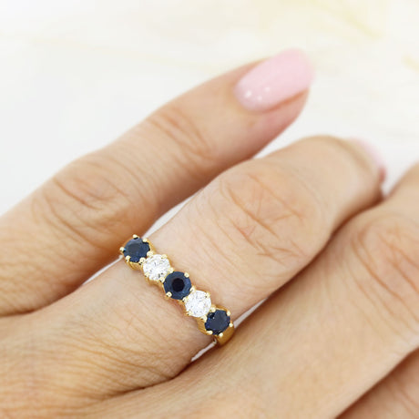 Pre owned 18ct Gold Sapphire & Diamond Eternity Ring