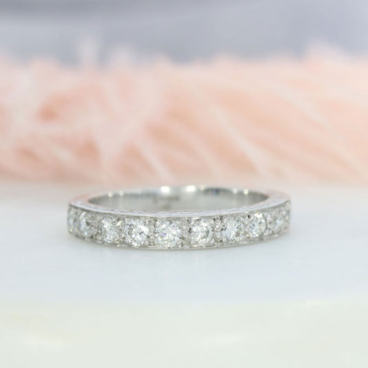 Pre Owned 18ct White Gold Pave Set 10 Stone Diamond Ring