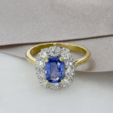 Pre Owned 18ct Yellow Gold Sapphire and Diamond Cluster Ring