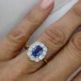 Pre Owned 18ct Yellow Gold Sapphire and Diamond Cluster Ring