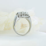 Pre Owned 14ct White Gold 3 row Diamond Cluster Ring Approx 1.09ct