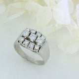 Pre Owned 14ct White Gold 3 row Diamond Cluster Ring Approx 1.09ct