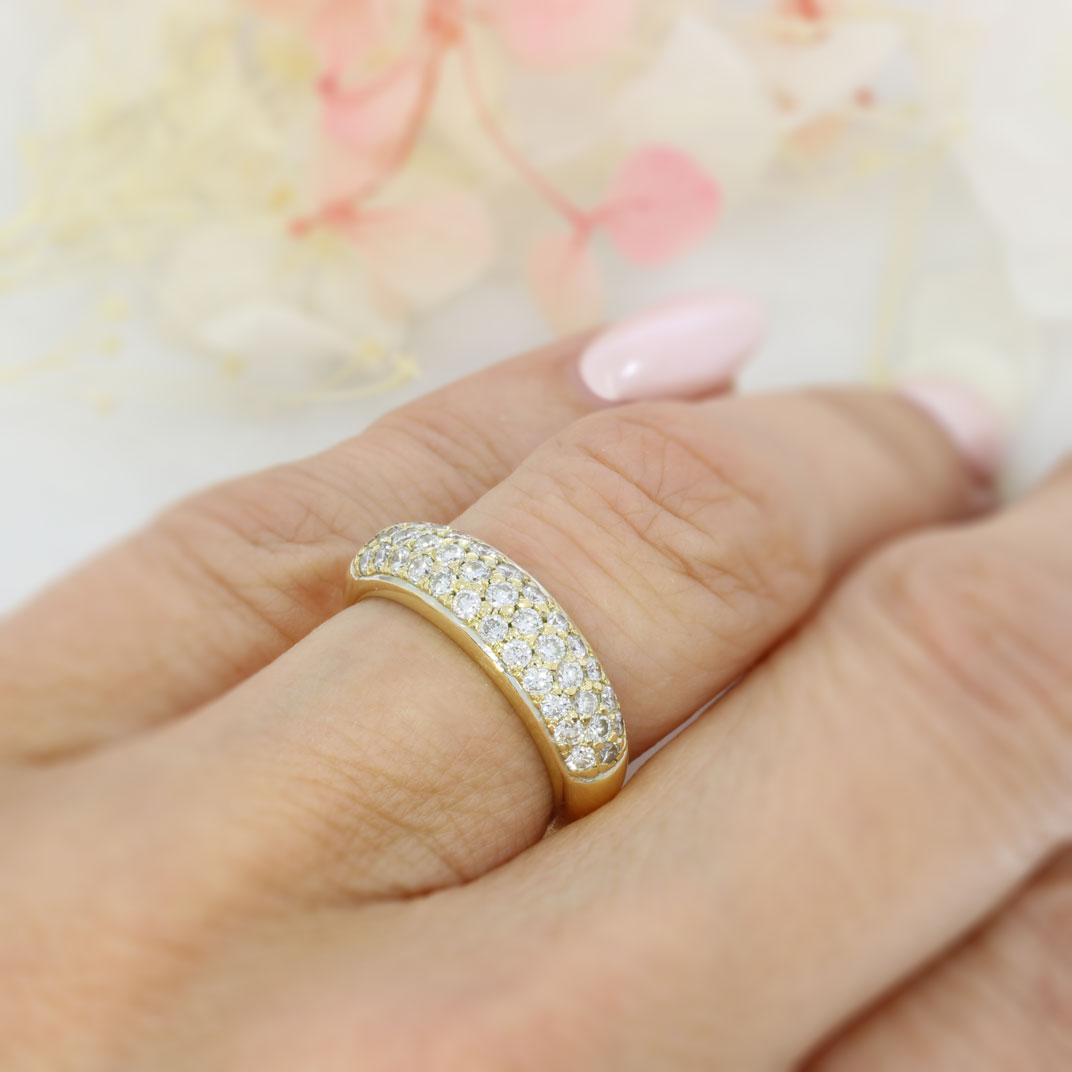Pre Owned 18ct Yellow Gold 3 Row Diamond Dress Ring Approx 0.70ct