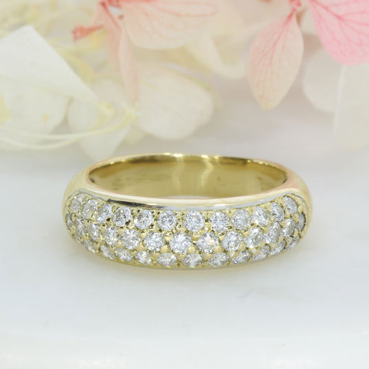 Pre Owned 18ct Yellow Gold 3 Row Diamond Dress Ring Approx 0.70ct