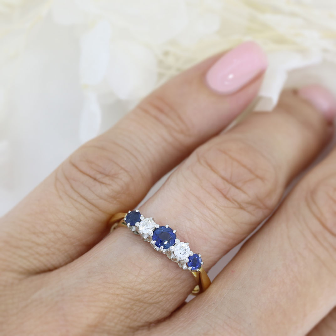 Pre Owned 18ct Yellow Gold Sapphire & Diamond Eternity Ring