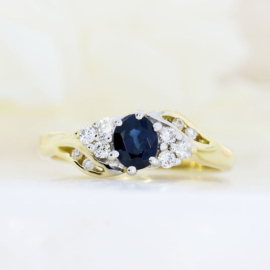 Pre Owned 18ct Gold Sapphire & Diamond Fancy Cluster Ring