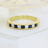 Pre Owned 18ct Yellow Gold Sapphire & Diamond Channel Set Eternity Ring