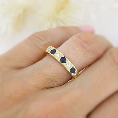 Pre Owned 18ct Yellow Gold Sapphire and Diamond Eternity Ring