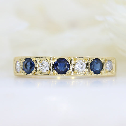 Pre Owned 18ct Yellow Gold Sapphire and Diamond Eternity Ring