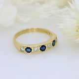 Pre Owned 18ct Yellow Gold Sapphire and Diamond Eternity Ring