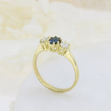 Pre Owned 18ct Yellow Gold Sapphire & Diamond 3 Stone Ring