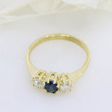 Pre Owned 18ct Yellow Gold Sapphire & Diamond 3 Stone Ring