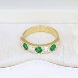Pre Owned 18ct Yellow Gold Emerald & Diamond Pave Set Eternity Ring
