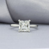 Pre Owned GIA Certified Platinum Square Brilliant Cut Diamond Solitaire Ring 2.12ct