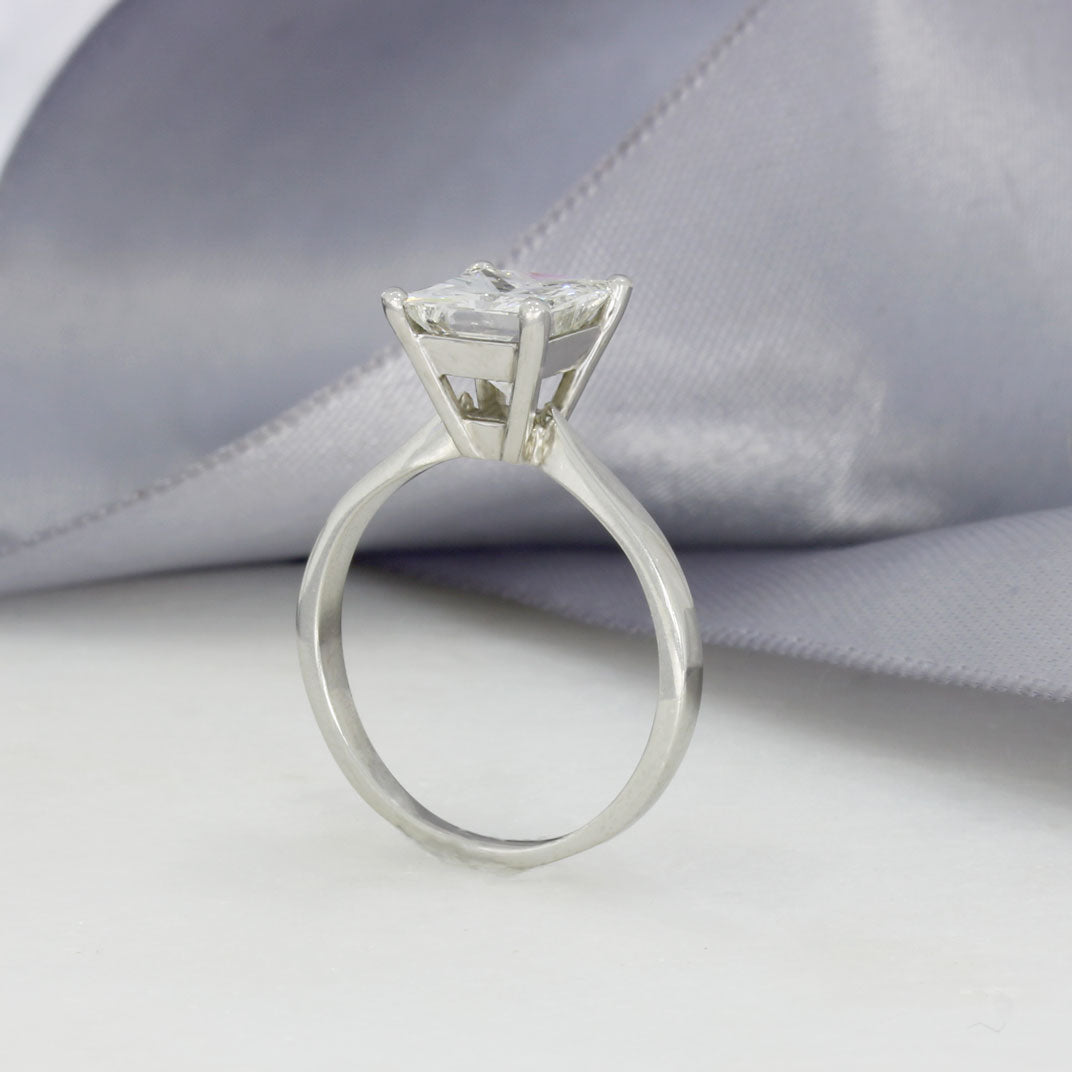 Pre Owned GIA Certified Platinum Square Brilliant Cut Diamond Solitaire Ring 2.12ct