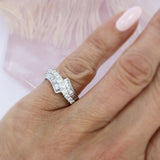 Pre Owned 9ct White gold baguette and round fancy diamond ring approx. 0.60ct