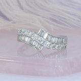 Pre Owned 9ct White gold baguette and round fancy diamond ring approx. 0.60ct