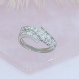 Pre Owned 9ct White gold baguette and round fancy diamond ring approx. 0.60ct