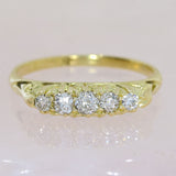 Pre Owned 18ct Yellow Gold 5 Graduating Diamond Set Boat Ring 0.33ct