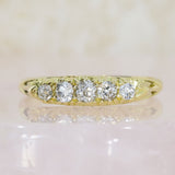 Pre Owned 18ct Yellow Gold 5 Graduating Diamond Set Boat Ring 0.33ct